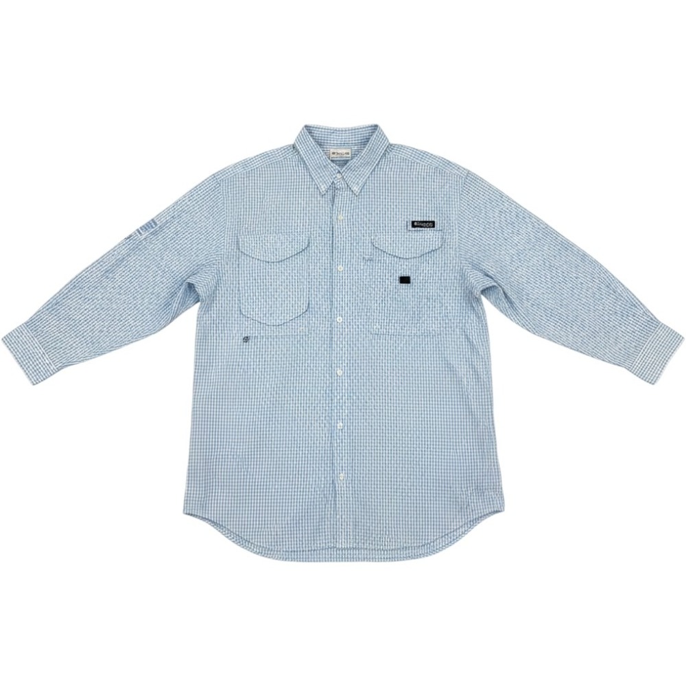 Columbia Super Bonehead Classic LS Shirt Mens XXL Blue Gingham PFG Fishing Shirt
